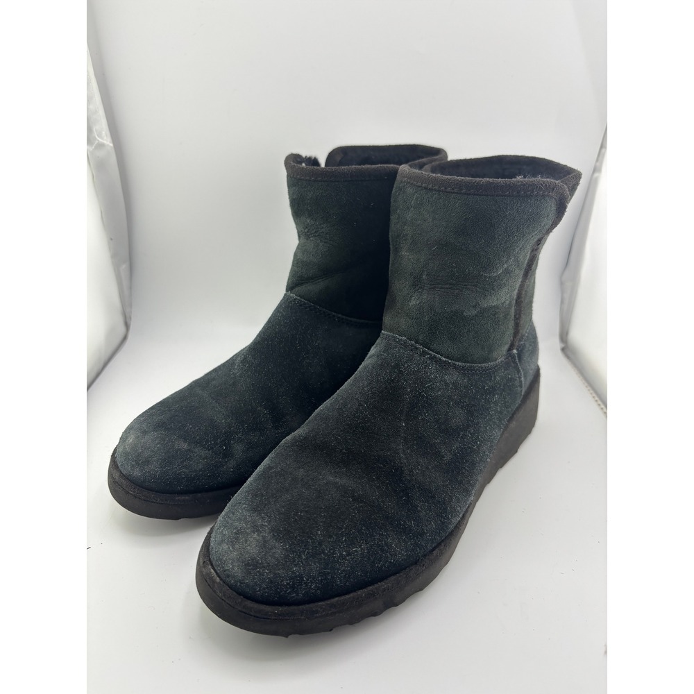 UGG Amie Black Suede Classic Slim Water Resistant Wedge Boots 1012497 7.5
